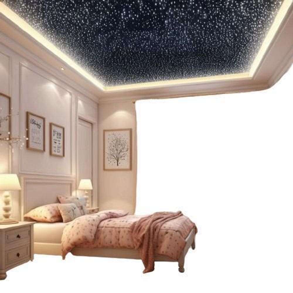Kit Luz Ambiente 300 Pontos Fibra Ótica Rgb Estrelado