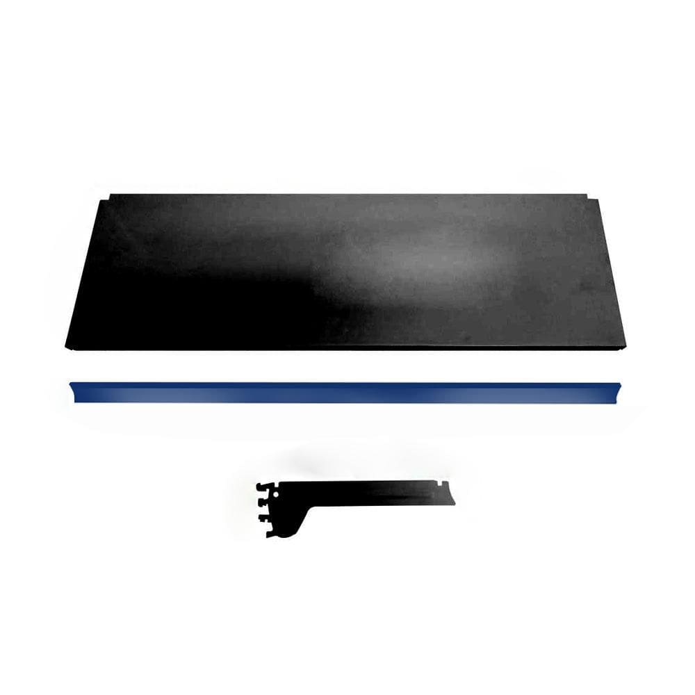 Bandeja Prateleira Ponta 30x73 Gôndolas New Plus Preto Porta Etiqueta Azul sa Gôndolas