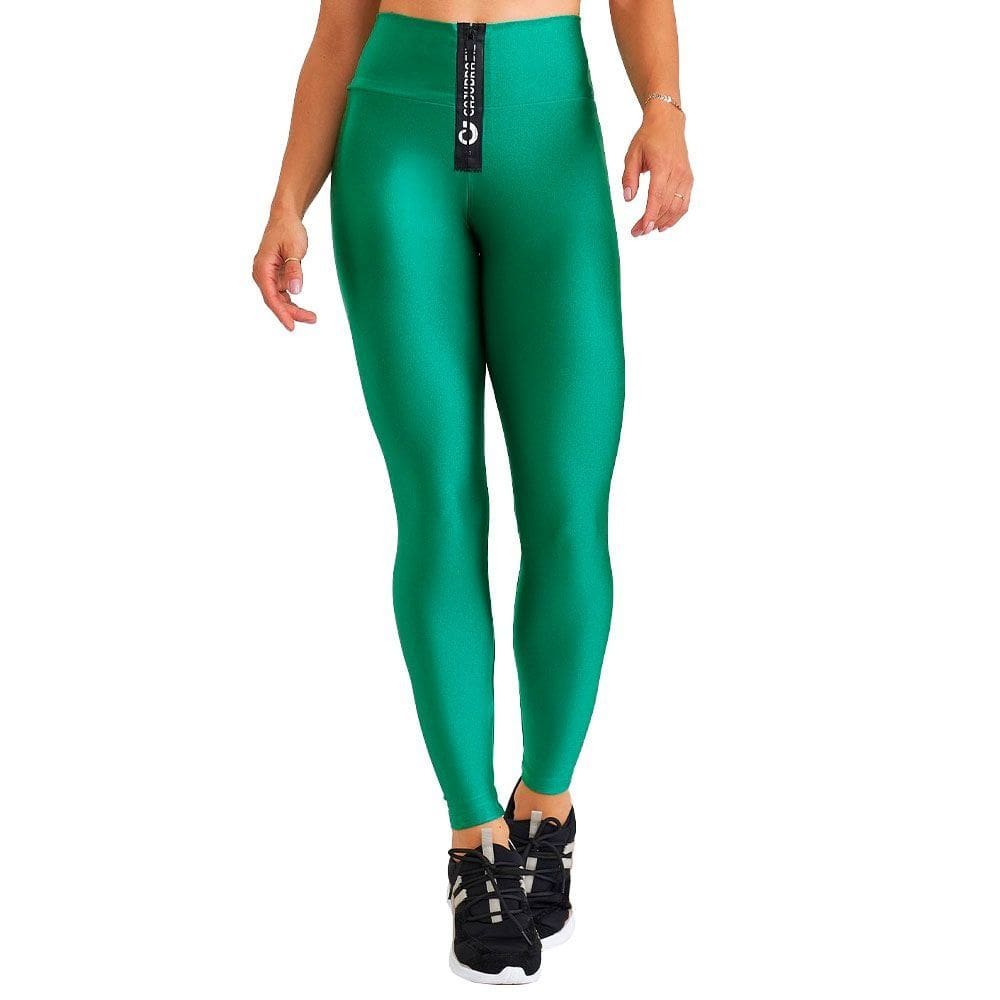 Calça Legging Caju Brasil Atlanta Com Ziper Verde Feminino