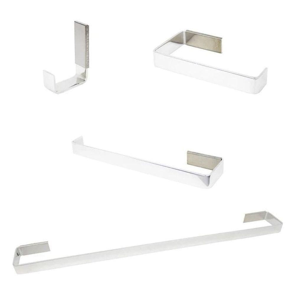 Kit Acessórios Banheiro Quadrado 4 Peças Luxo