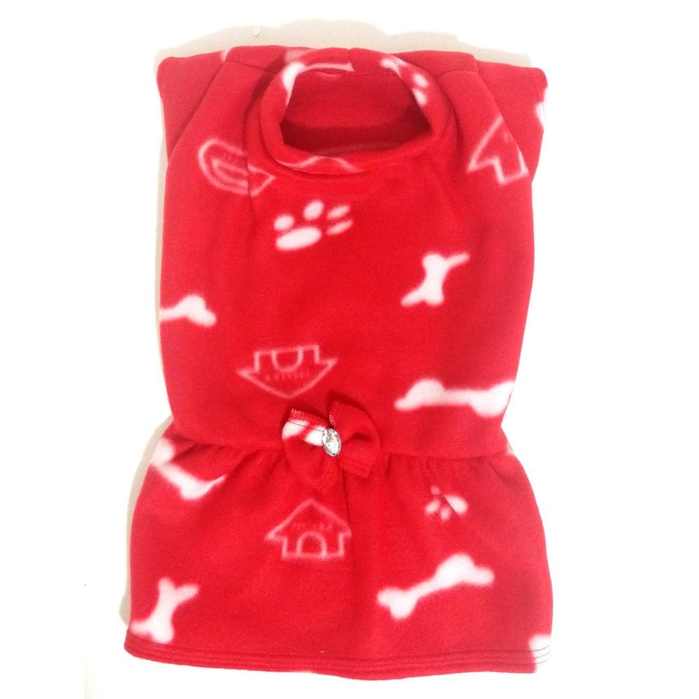 Vestido de inverno soft para cães estampa vermelha tam GG