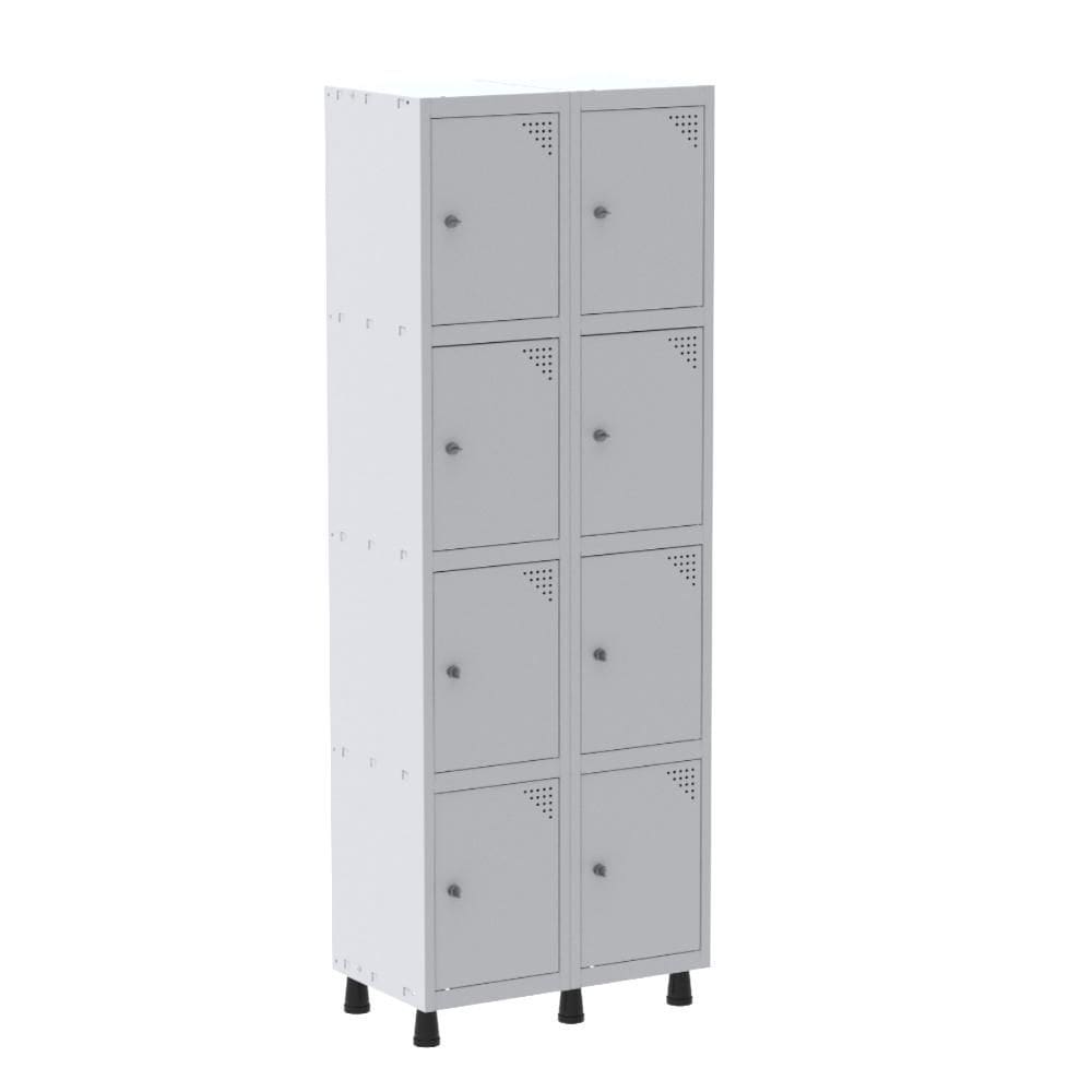 Roupeiro De Aço 8 Portas Pequenos Cinza Tranca Cadeado - Pandin