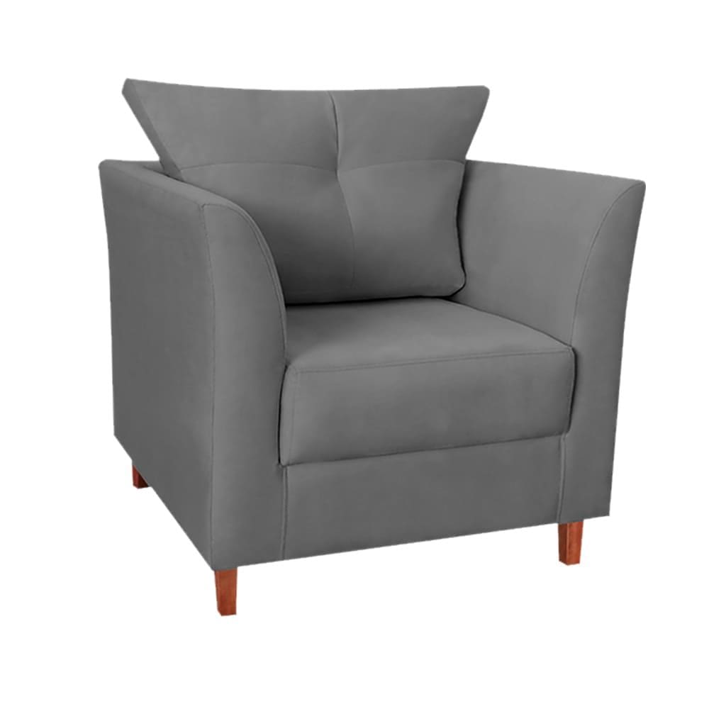 Poltrona Isis Suede Cinza - Vallisa Decor