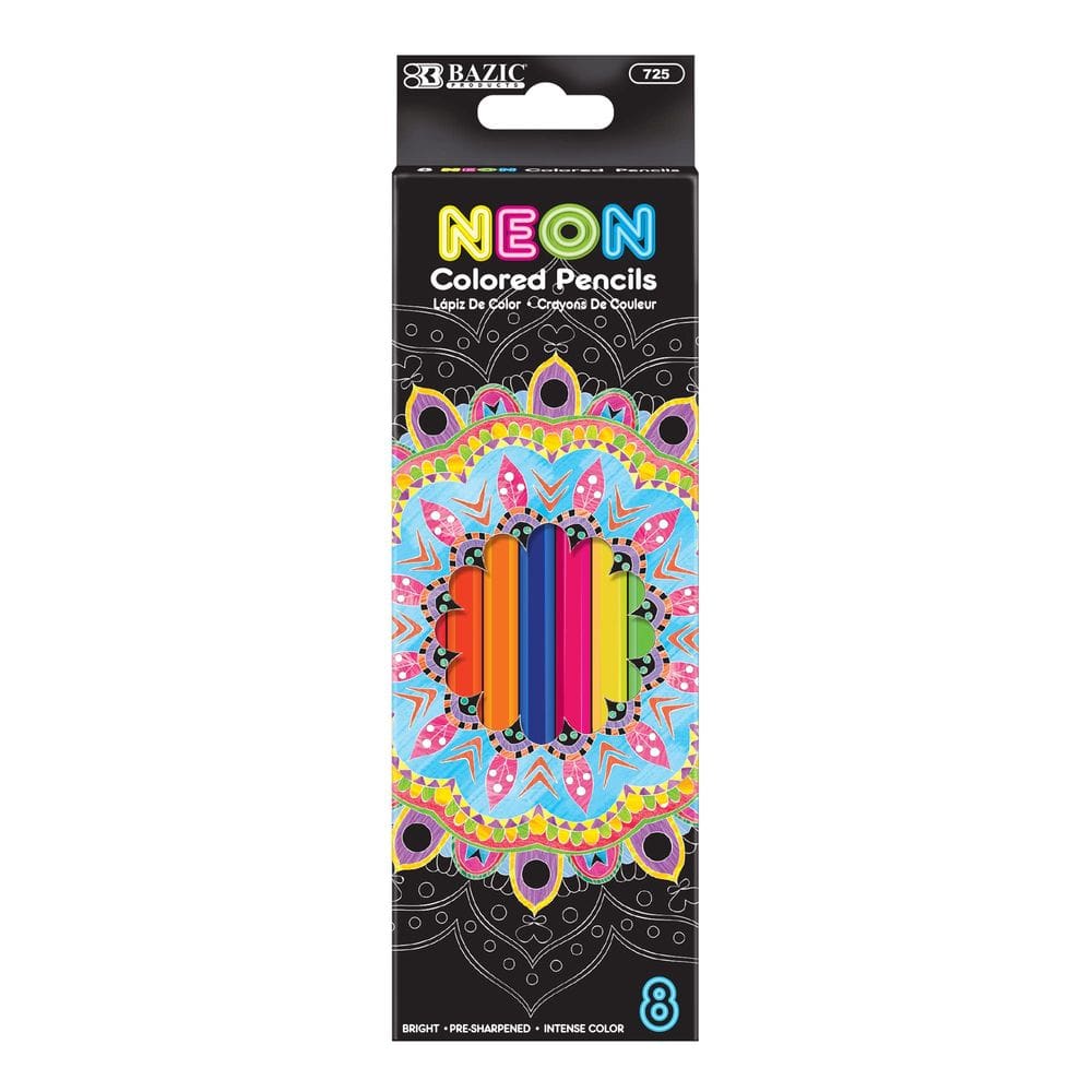 Lápis de cor BAZIC 8 Neon pré-afiados para desenhar