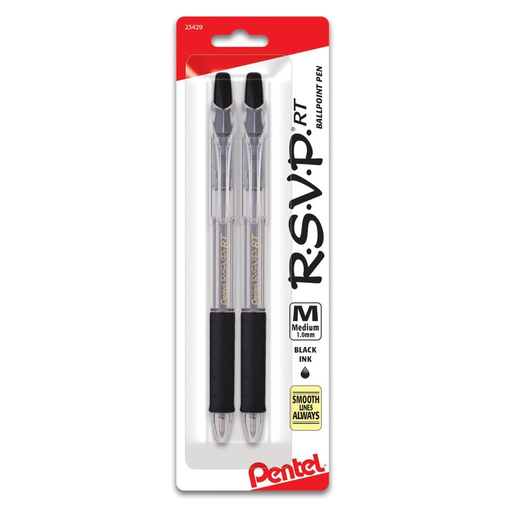 Caneta esferográfica Pentel R.S.V.P. RT New Medium Black Ink, pacote com 2