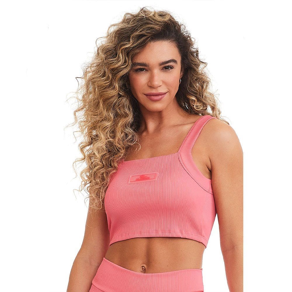 Top Cropped Caju Brasil Flash Rosa Feminino Fitness Academia