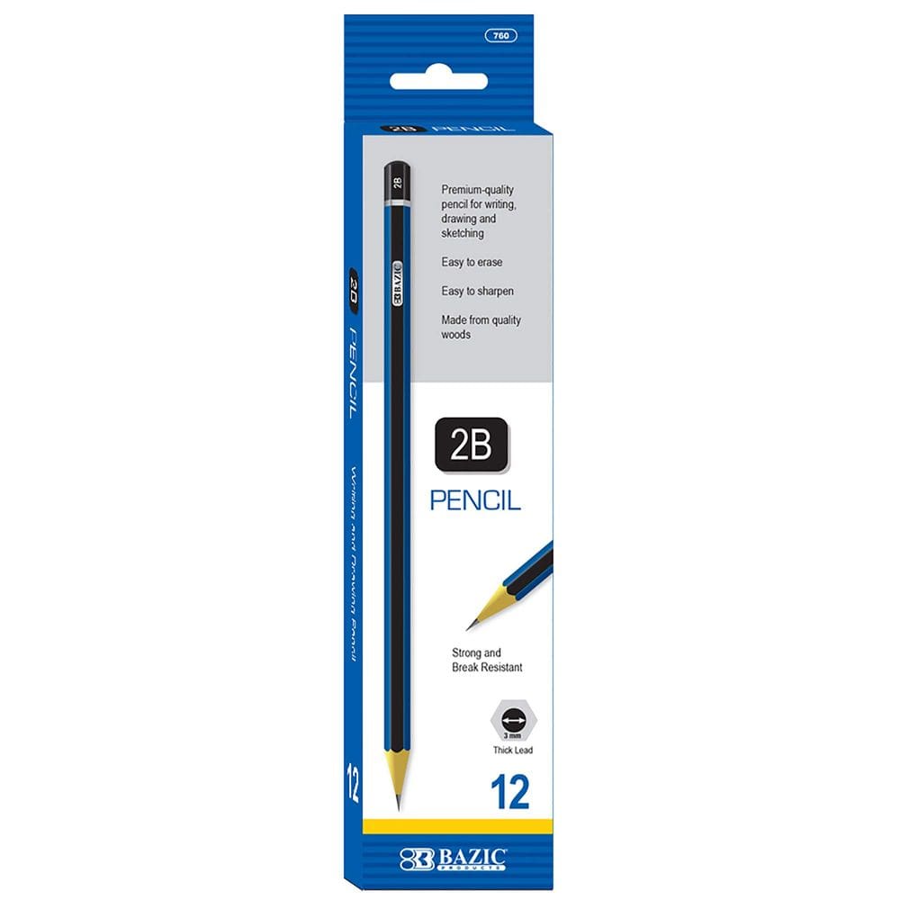 Lápis BAZIC #2B Premium Wood Blue, pacote com 12