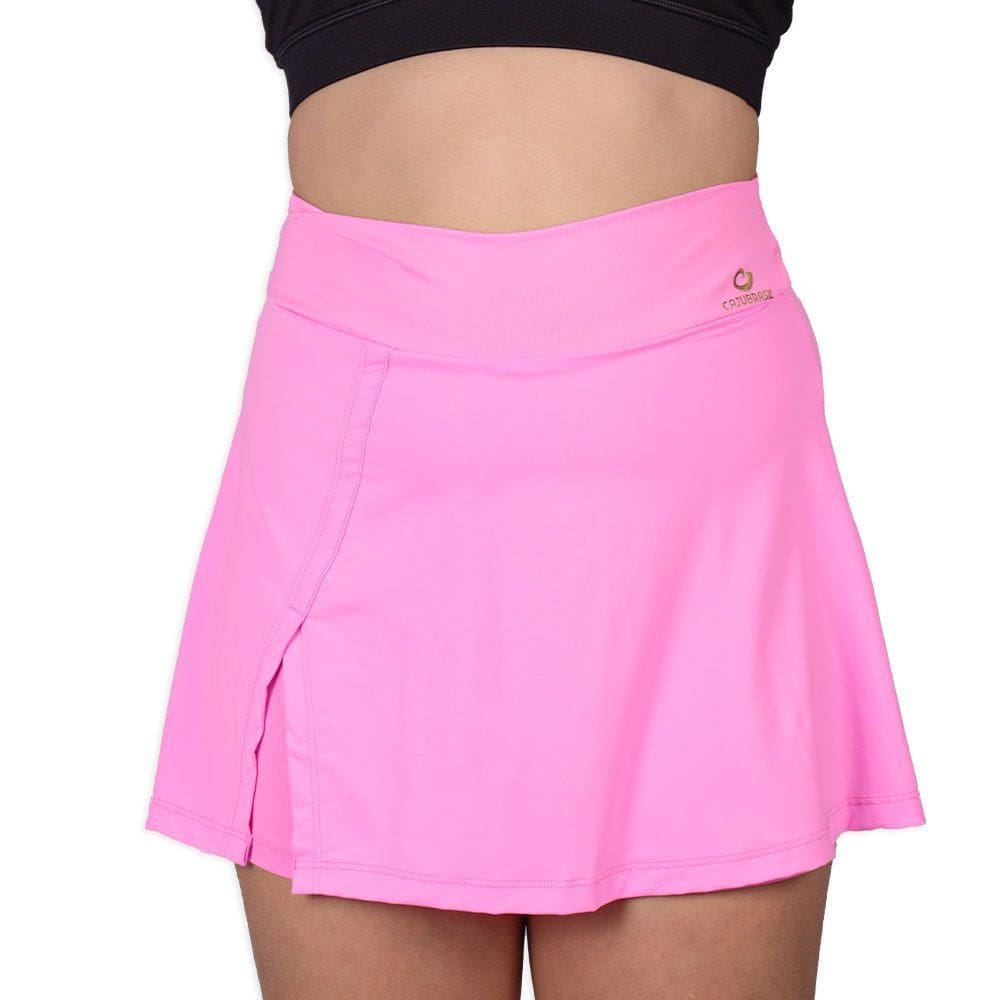Short Saia Caju Brasil Classic Rosa Glossy Feminino Fitness