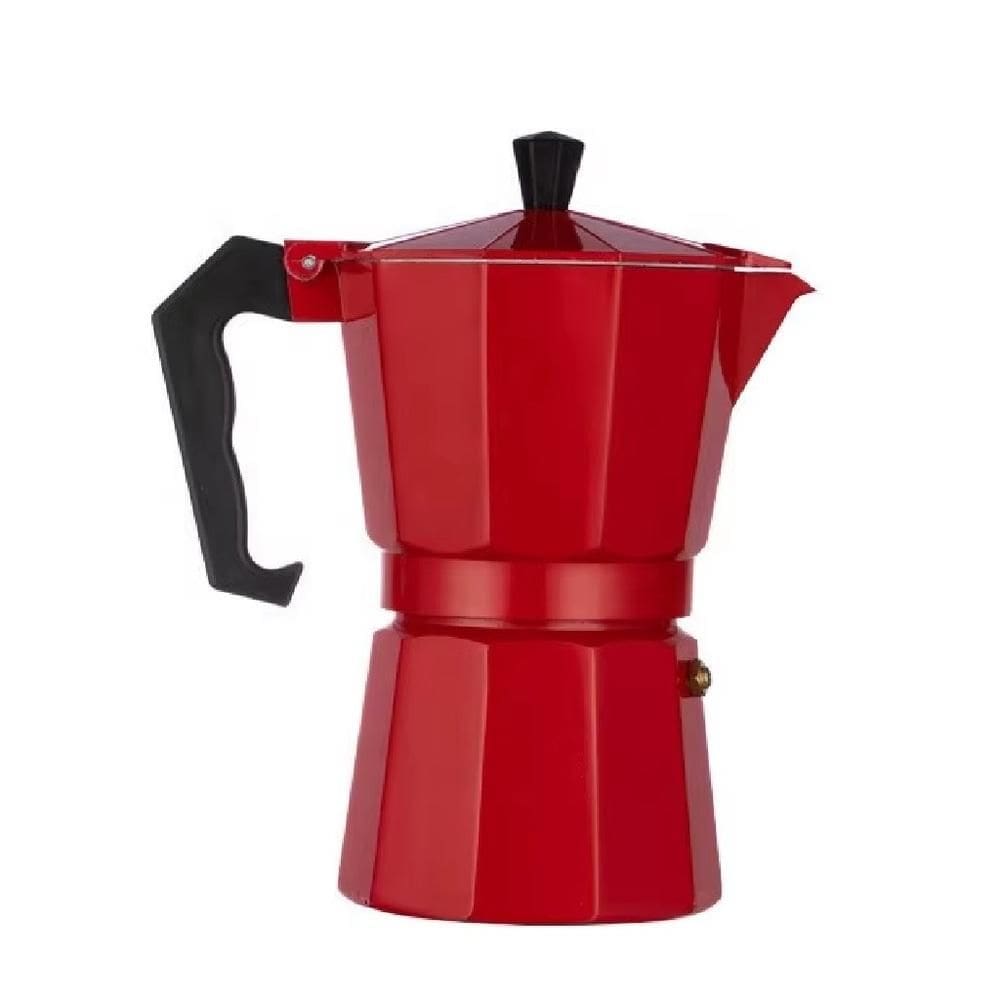Cafeteira Italiana 6 Xicaras Cafe Expresso Moka Premium Vintagem Cozinha Luxo Vermelha