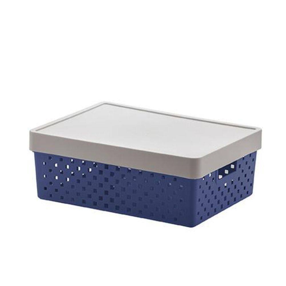Cesto Organizadoraador Quadratta Com Tampa 39X29X14 Azul 843
