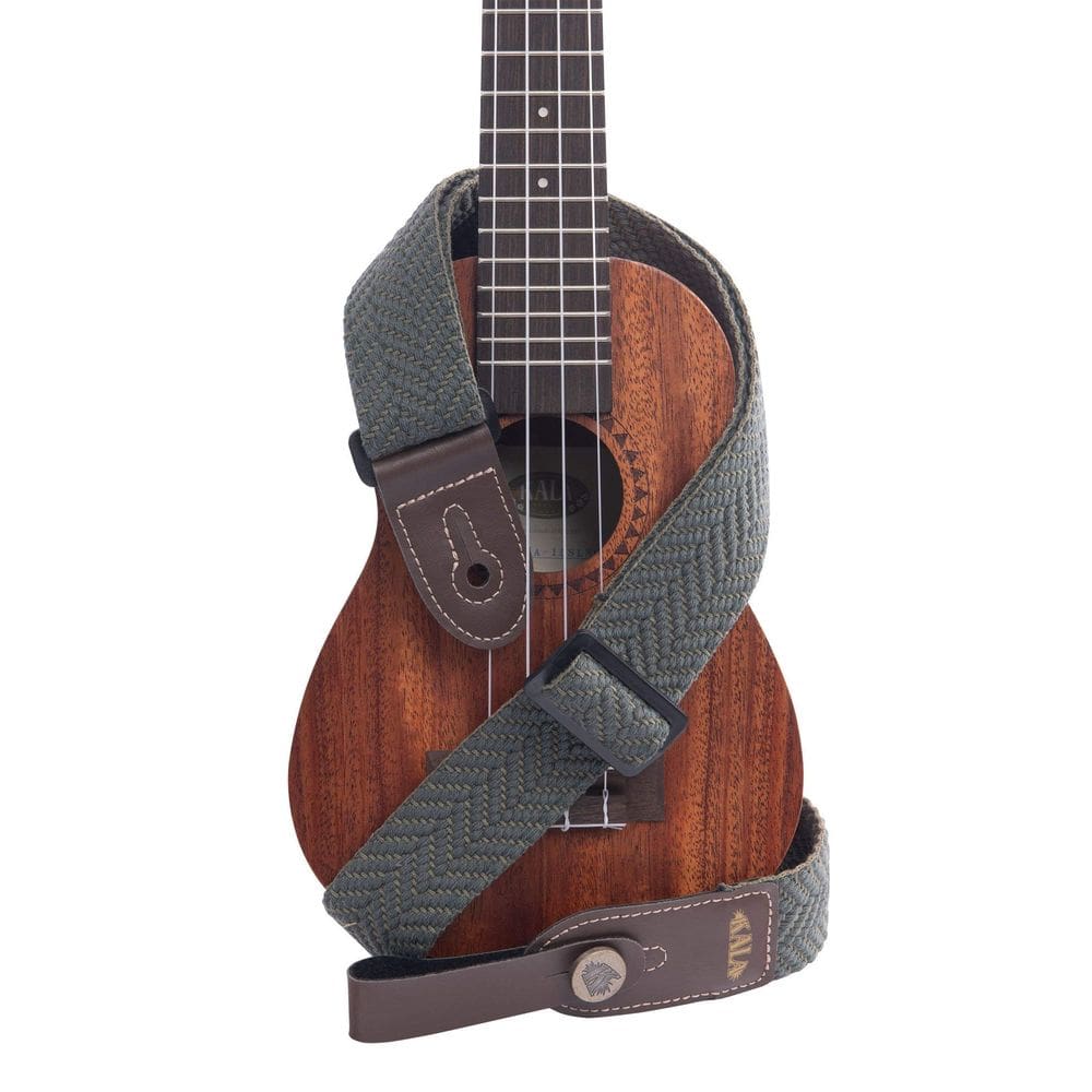 Pulseira de ukulele Kala Olive Herringbone feita à mão ajustável 80-140 cm