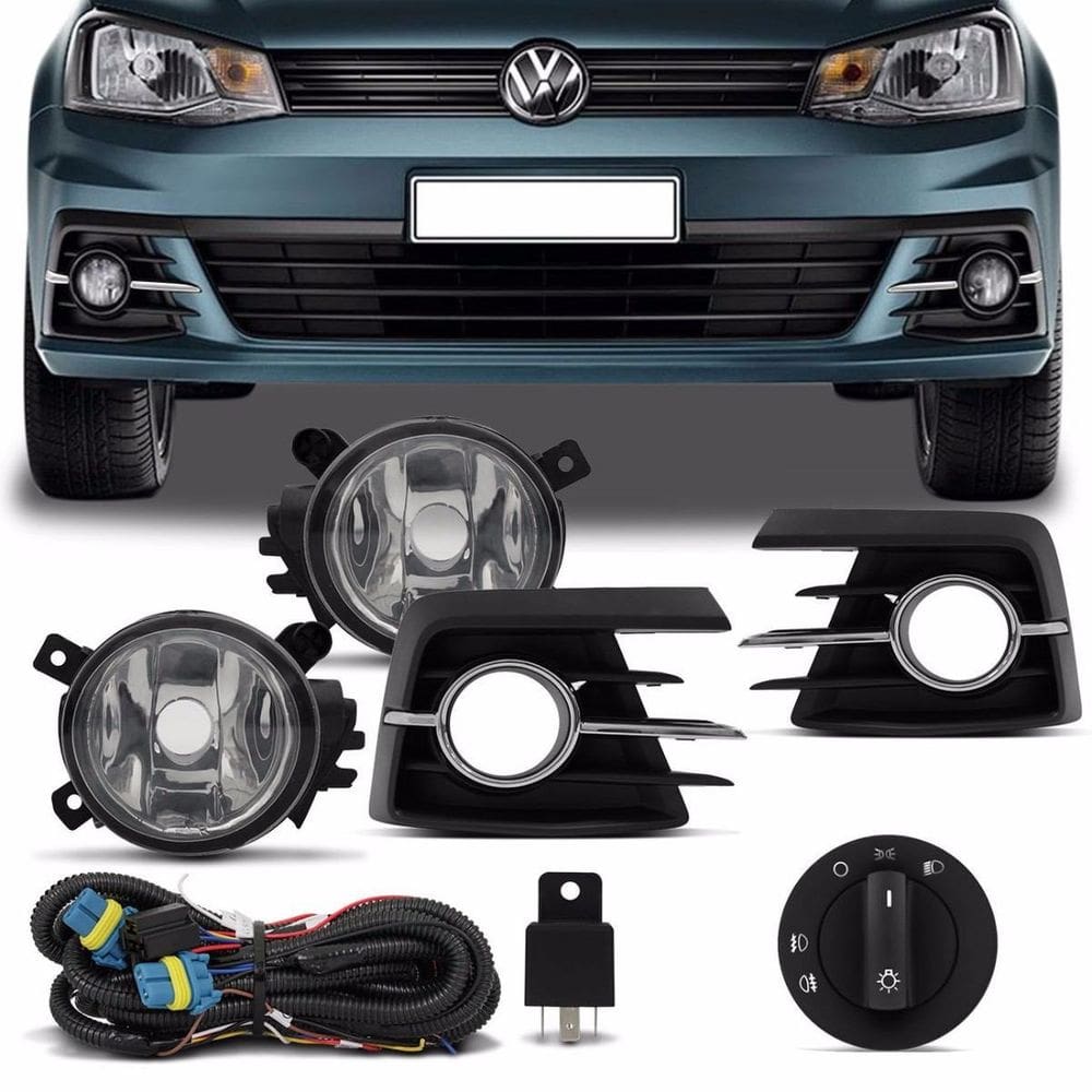 Kit Farol Neblina Milha Gol G7 2017 / 2018 Aro Cromado Botão Redondo