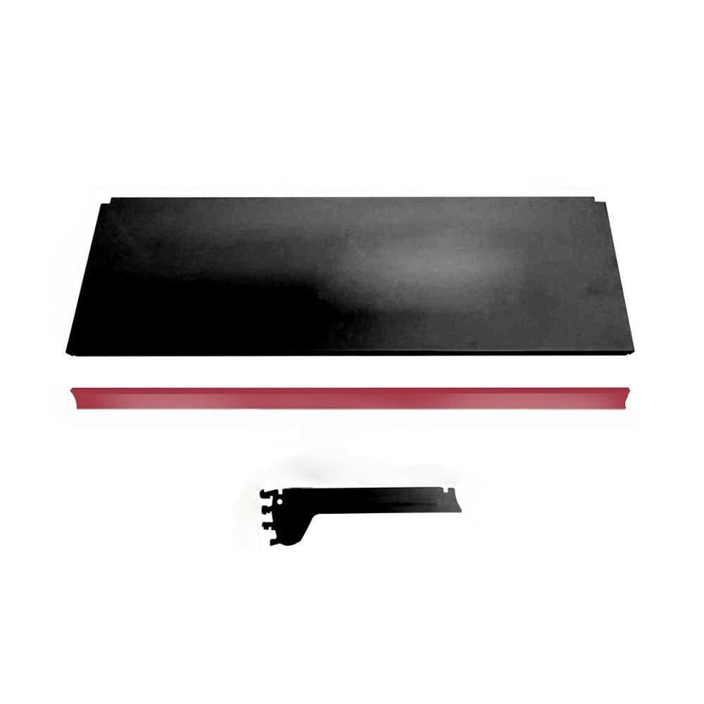 Bandeja Prateleira Ponta 30x73 Gôndolas New Plus Preto Porta Etiqueta Vermelho sa Gôndolas