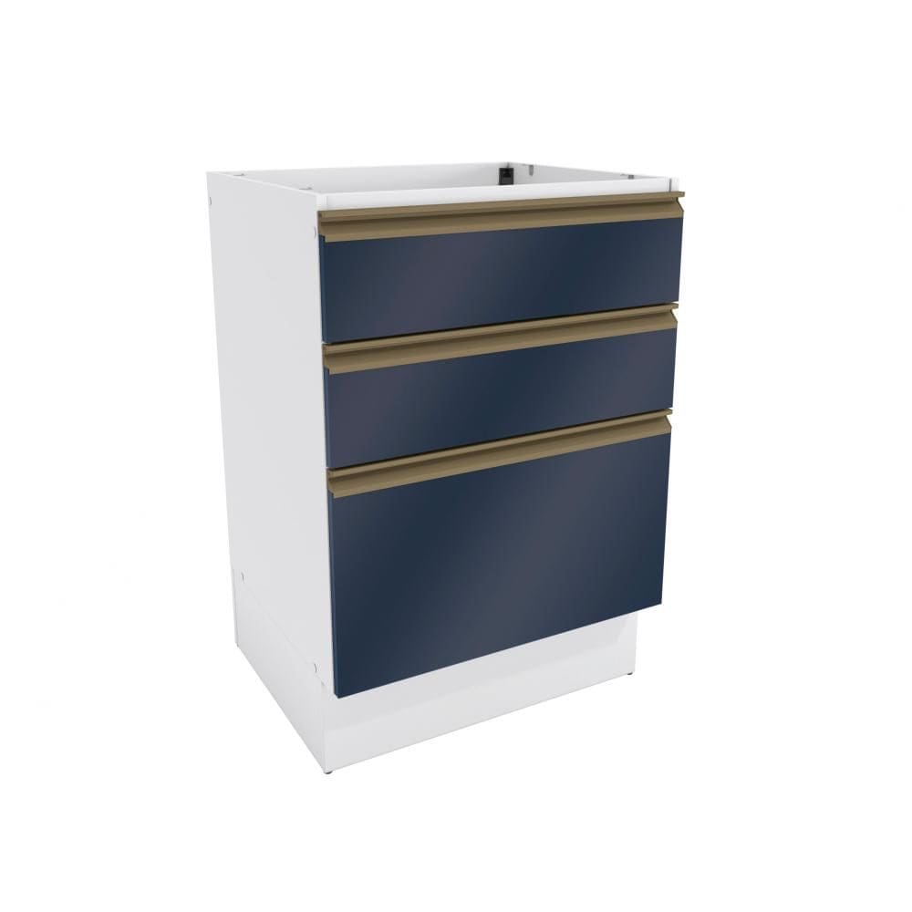 Balcão 3 Gavetas Kappesberg Celeste 100% MDF Branco/Azul Profundo 60cm