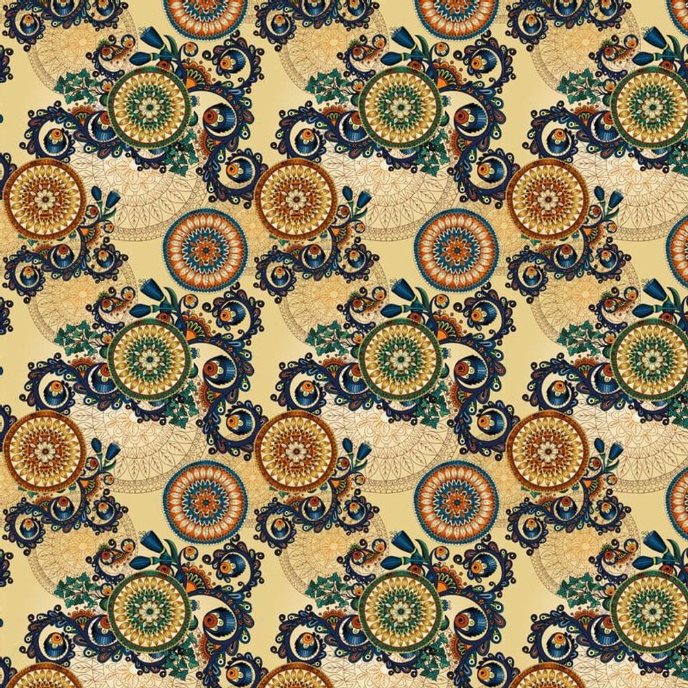 Papel Parede Arabesco Flores Coloridas Adesivo Sala Quarto