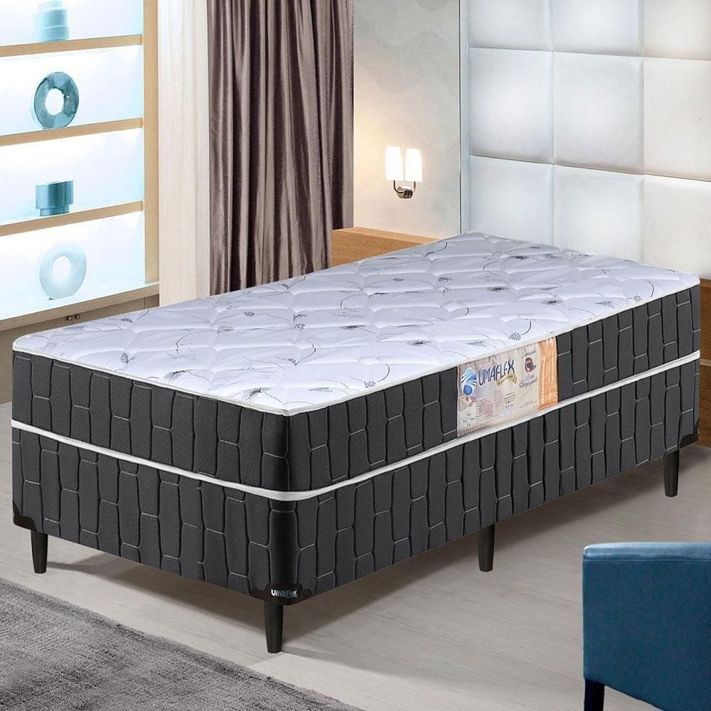 Cama Solteiro Conjugado Granada Umaflex Preto / Branco Preto / Branco Floral