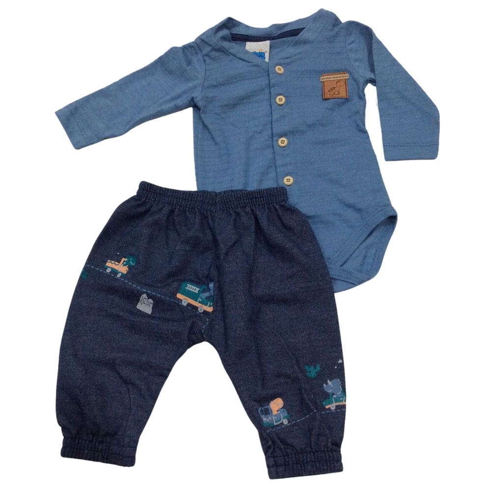 Conjunto Body Bebê masc Patota Azul