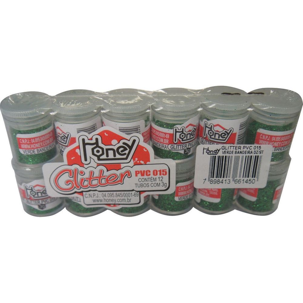 Glitter Pvc Verde Bandeira Potes 3G.