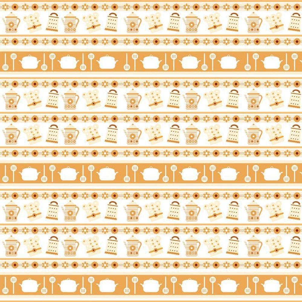 Papel Parede Faixa Laranja Utensílios De Cozinha Autocolante