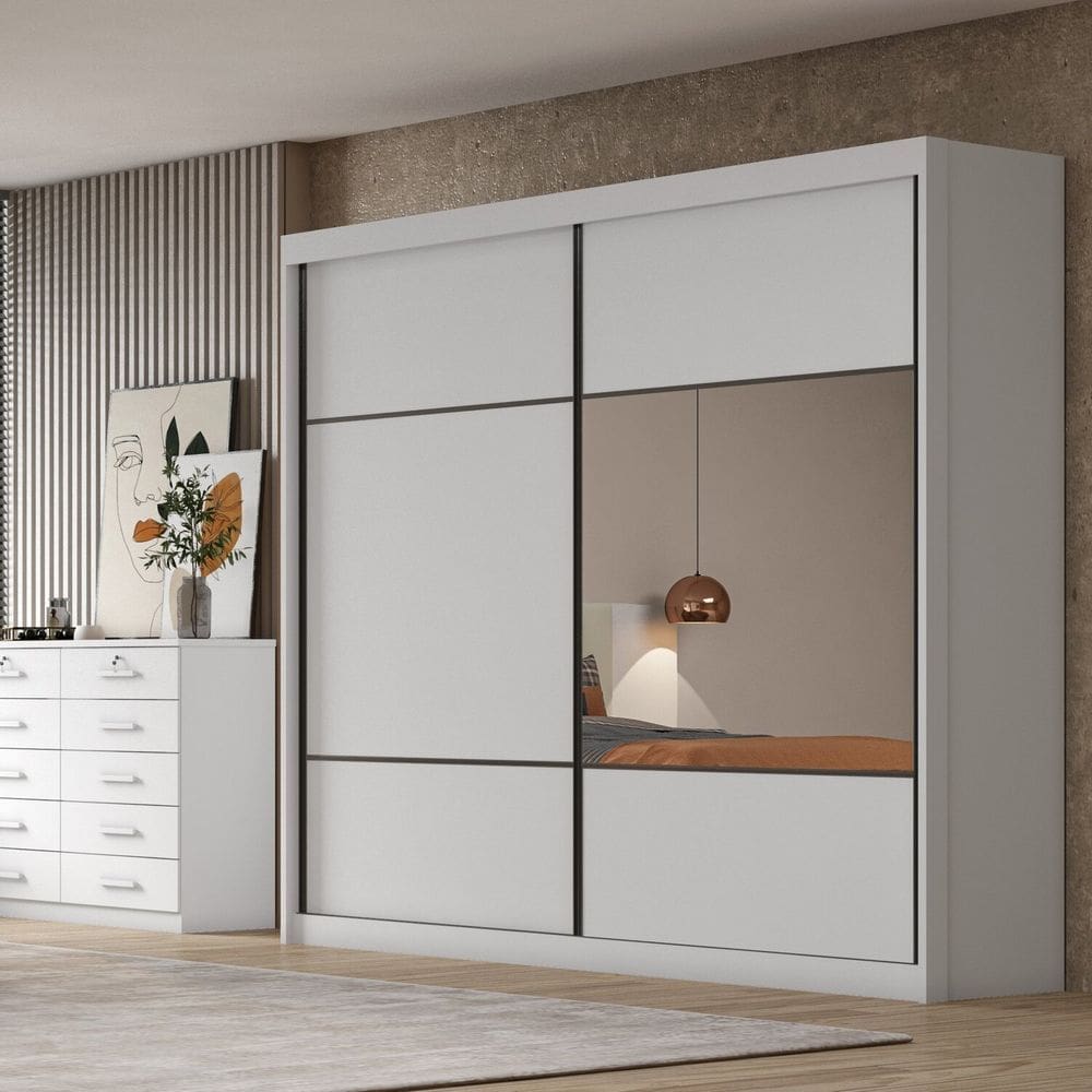 Guarda-roupa Casal com Espelho Blumenau Neve