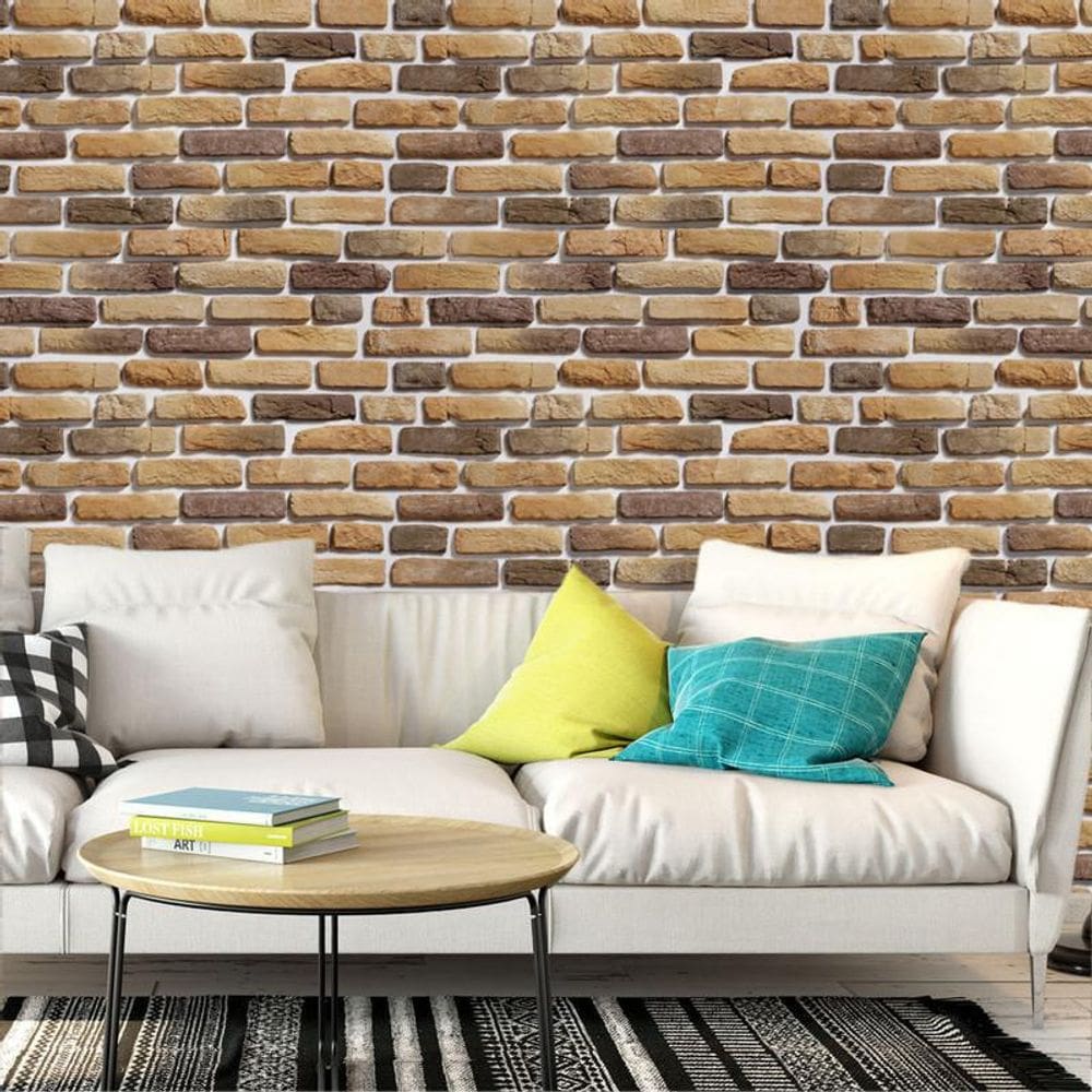 Papel De Parede Pedra Tijolo Demolição Escuro Adesivo Sala