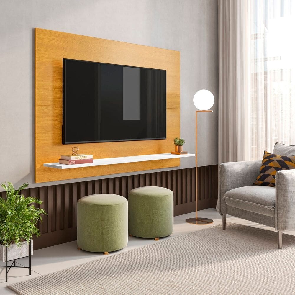 Painel para Tv 50 Polegadas Espresso Móveis Freijó Com Branco