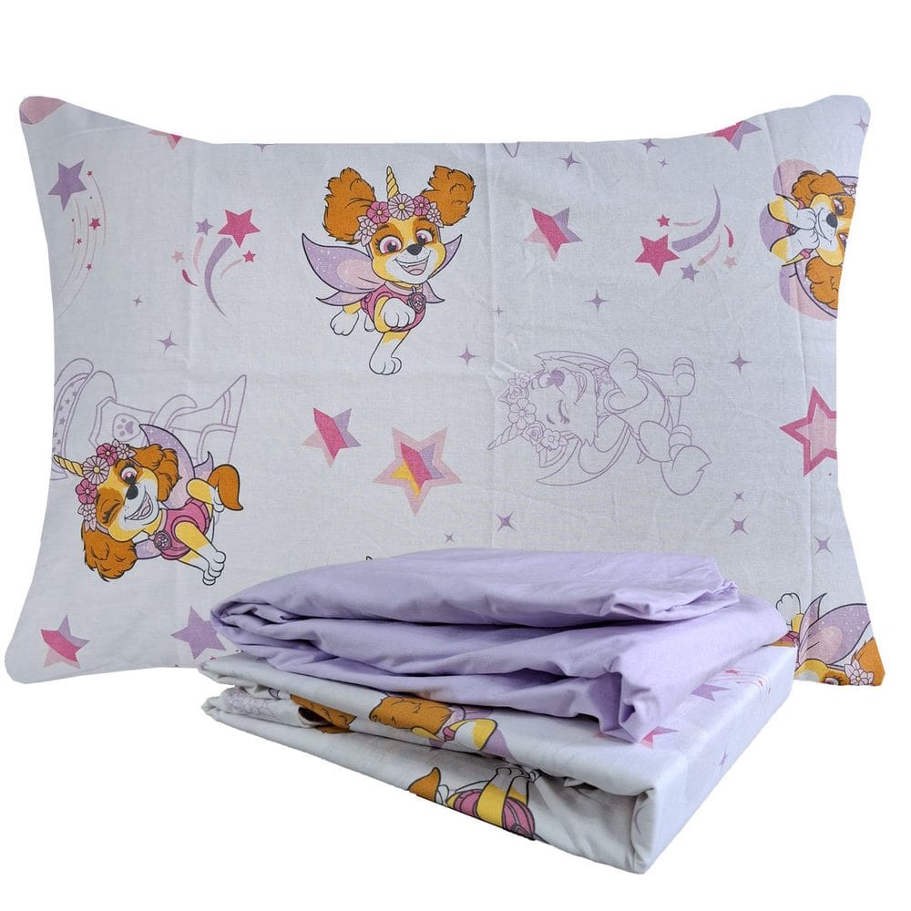 Jogo de Cama Infantil Patrulha Canina Menina 100% Algodão Solteiro Estampado 3 Peças Lepper