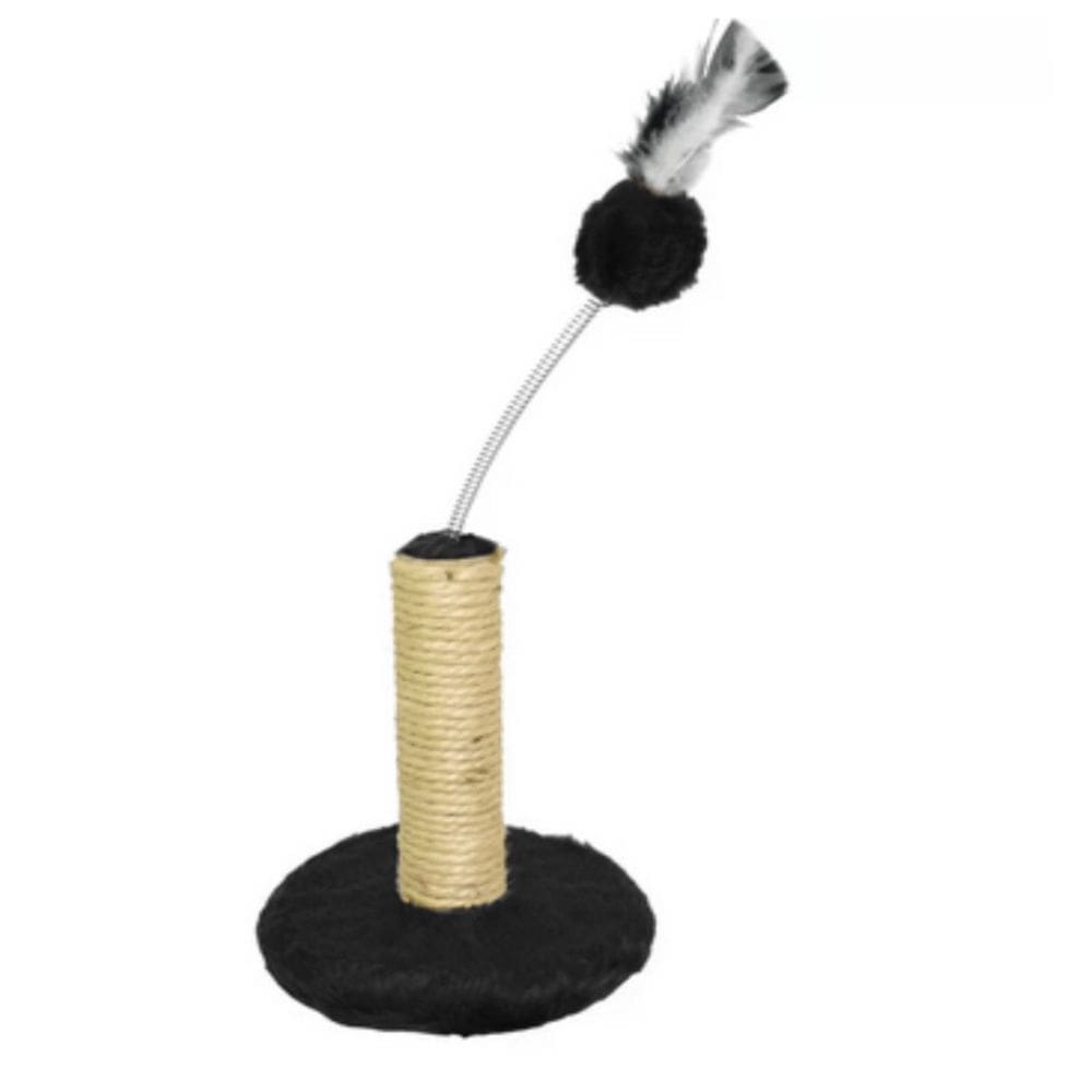 Arranhador Gato Mini Poste Em Sisal Preto E Mola Bolinha