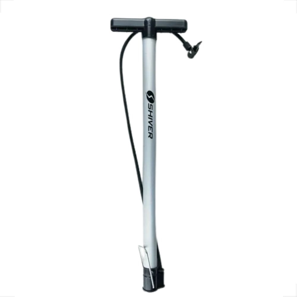 Bomba Encher Pneu Bike Alumínio 580mm Shiver Oficina Cinza
