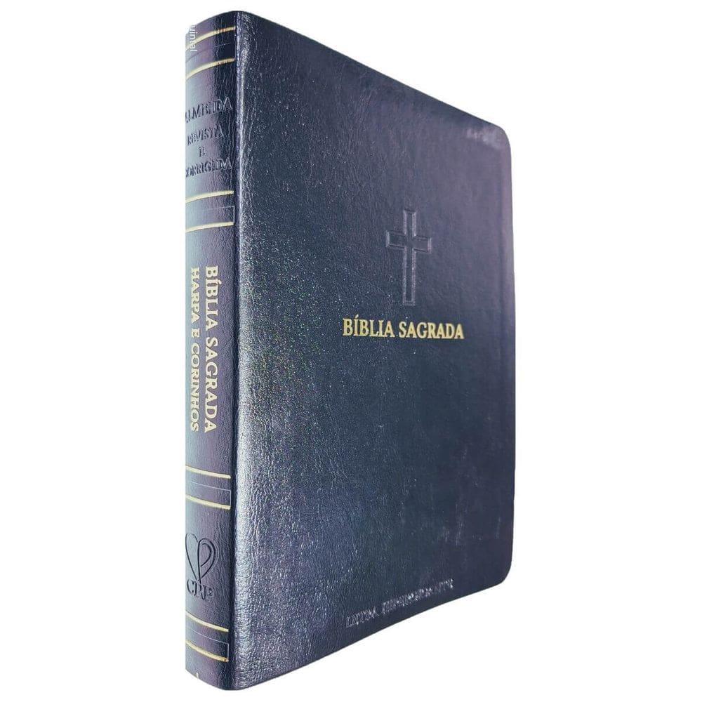 Bíblia Sagrada ARC Full Color Capa PU Luxo Cruz Preta PDA PJV PED MC Harpa Avivada e Corinhos Letra Hipergigante CPP