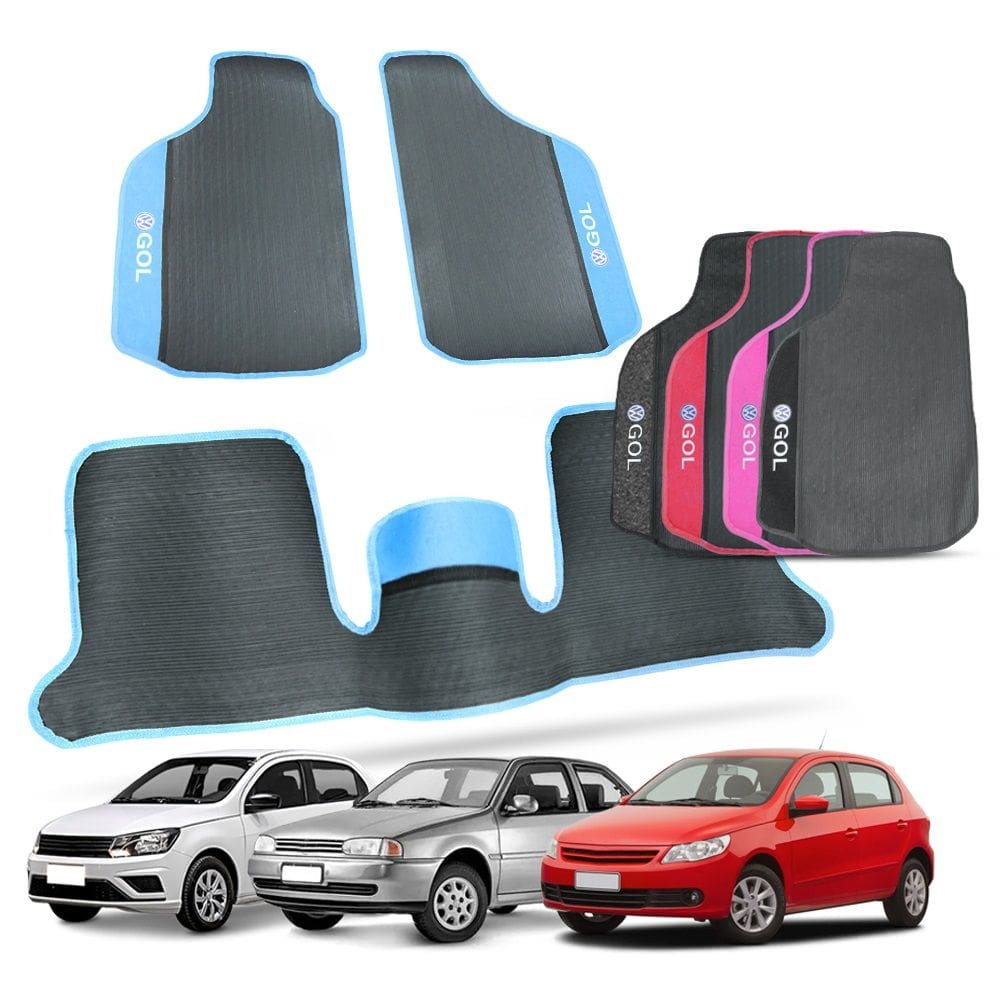 Tapete Gol G1 G2 G3 G4 G5 G6 G7 G8 1981 a 2023 Borracha Personalizado 3 Peças Bordado Automotivo