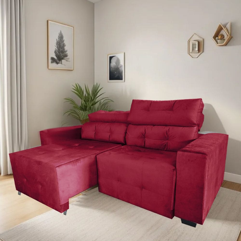 Sofá Retrátil e Reclinável Berlin Sala Quarto 2,00 Vermelho