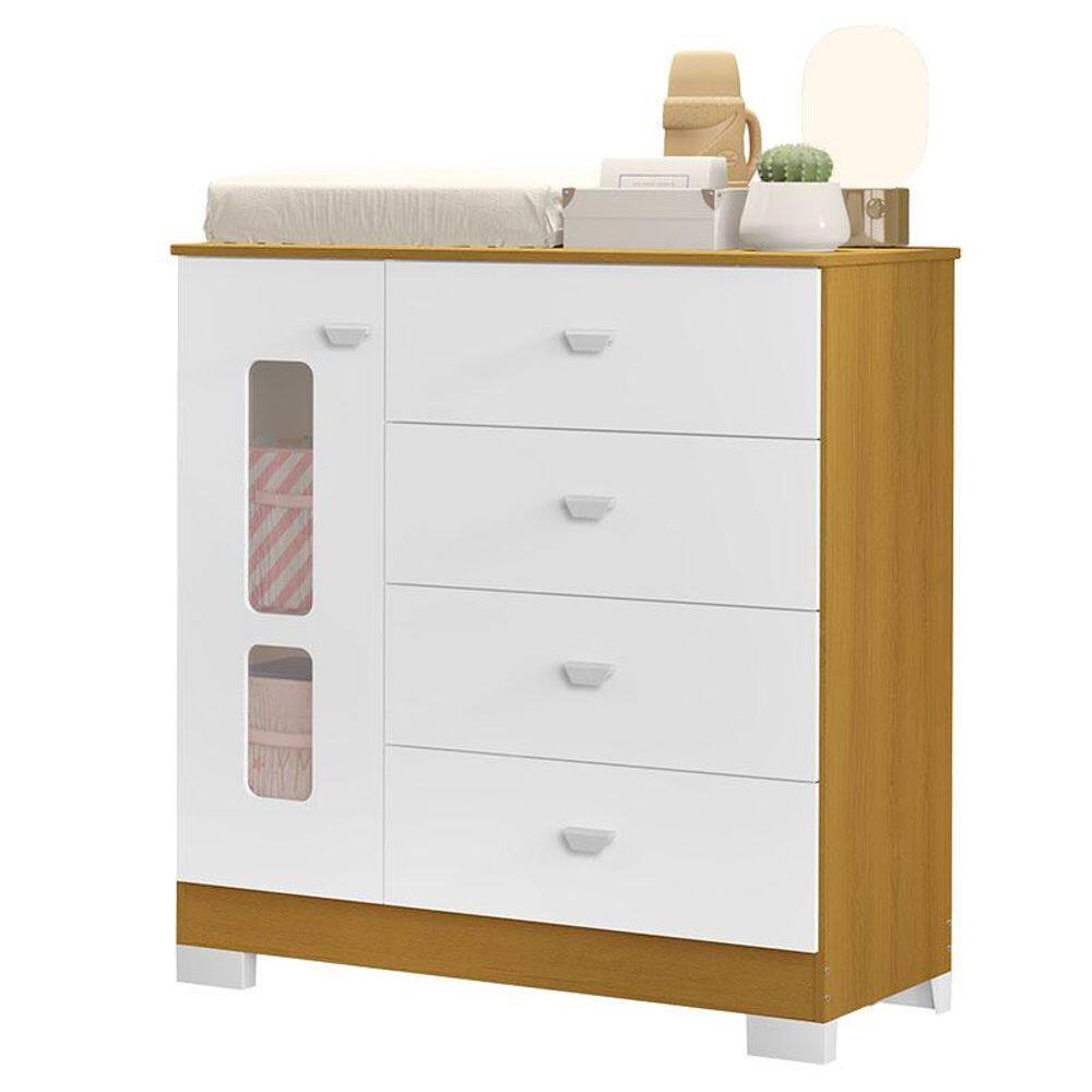 Quarto de Bebê New Katatau Branco Acetinado Savana com Colchão Gazin – Reller