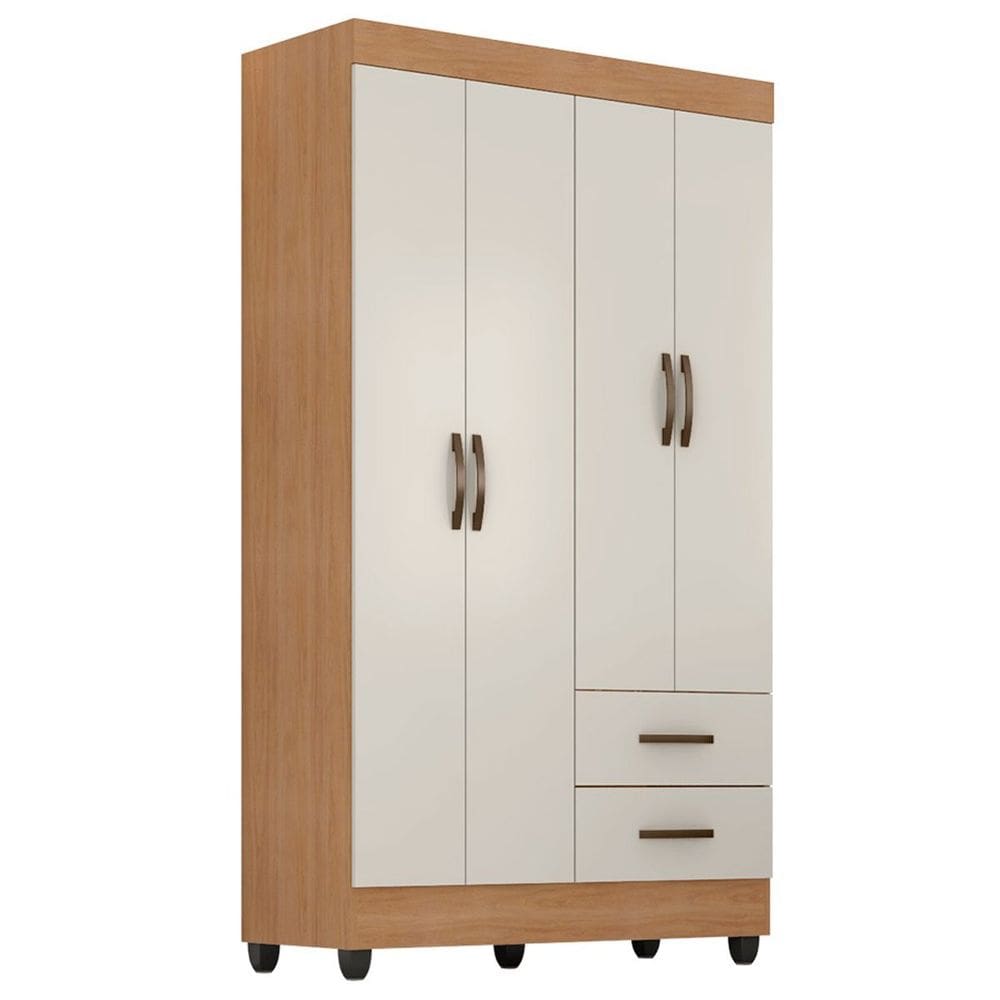 Guarda-Roupa Solteiro Grande 4 Portas 2 Gavetas e 4 Prateleiras Lisa MDP