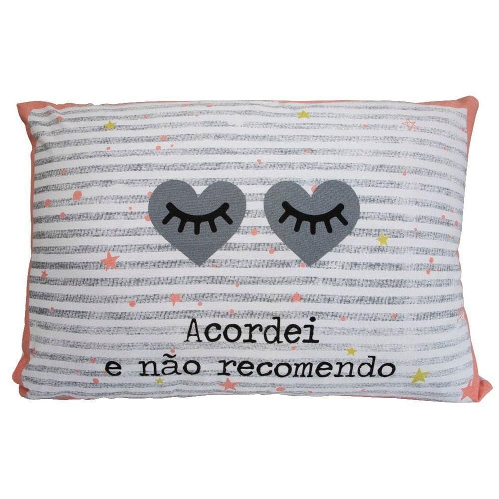 Fronha Portallar Malha 100% Algodão Estampa Localizada Acordei 48cmx68cm Branco