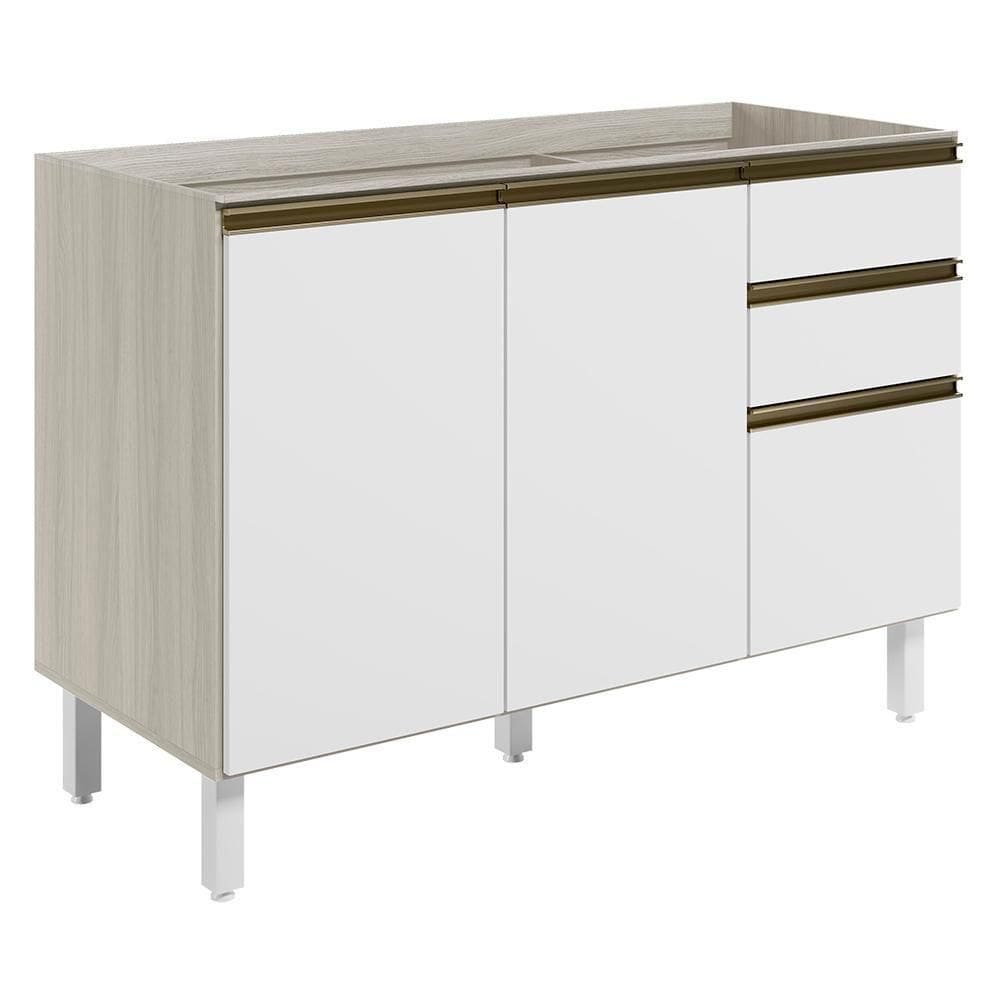 Balcao Para Pia 2p 3g 120cm Mdf Kali 16417 Nicioli Bianco