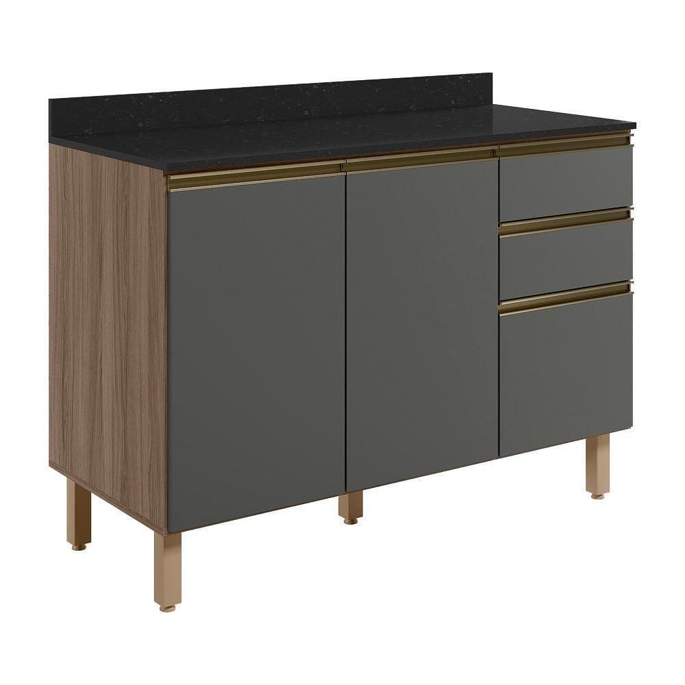 Balcao Com Tampo 2p 3g 120cm Mdf Kali Carvalho Nicioli