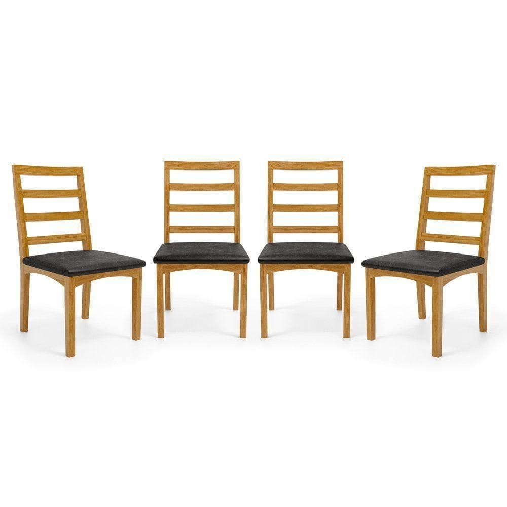 Kit Com 4 Cadeiras Cecília Madeira Maciça Assentos Estofados Para Mesa De Jantar Courino Preto 503