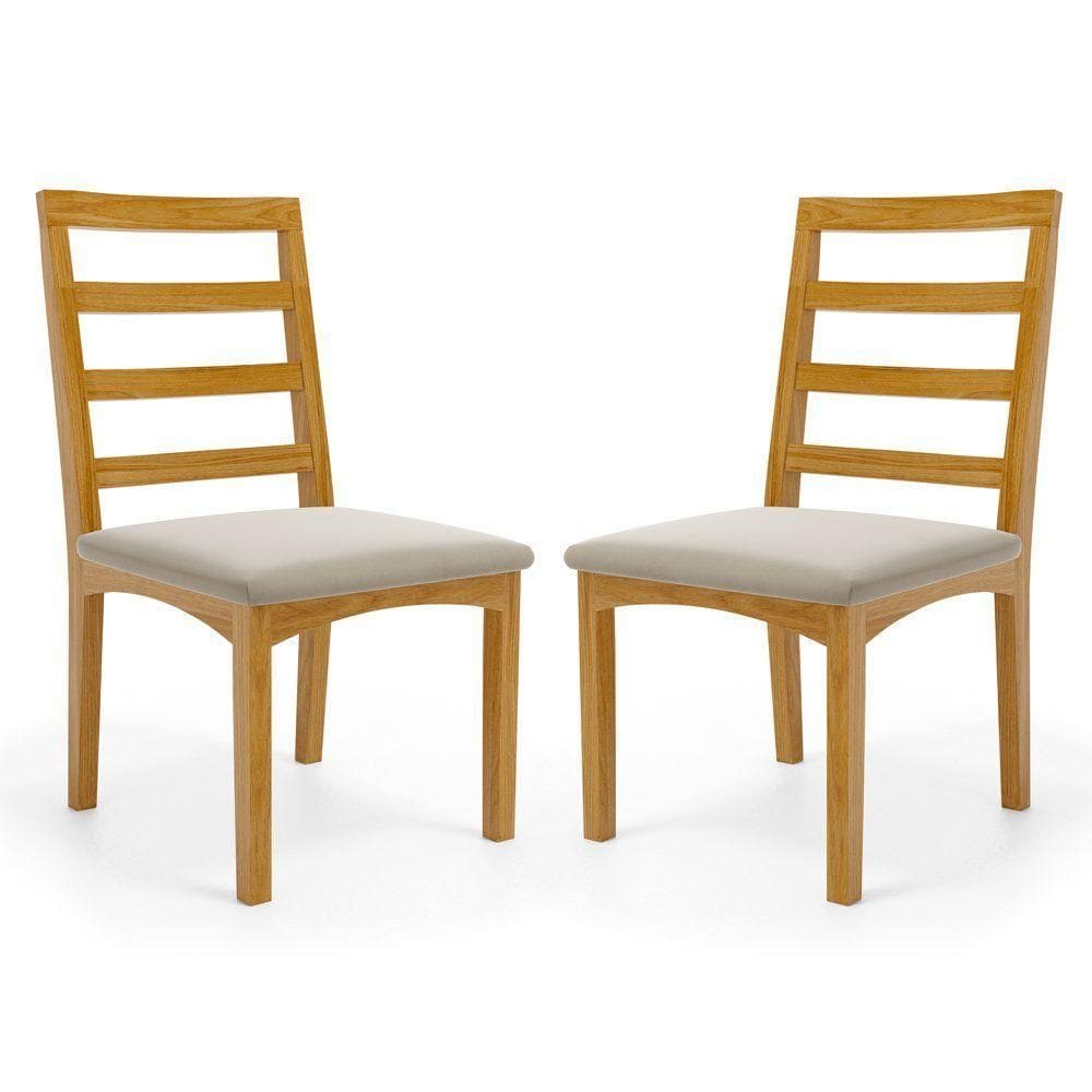 Kit Com 2 Cadeira Cecília Encosto E Pés De Madeira Maciça Assento Estofada Para Mesa De Jantar Veludo Bege 102