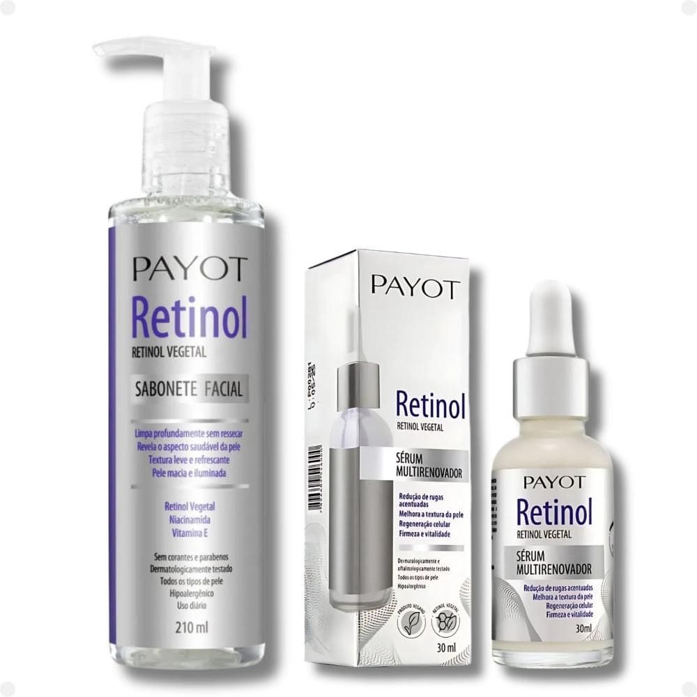 Kit Payot Retinol Vegetal: Sabonete Facial 210ml e Sérum Multirenovador 30ml