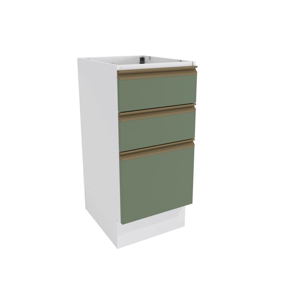 Balcão 3 Gavetas Kappesberg Celeste 100% MDF Branco/Verde Oliva 40cm