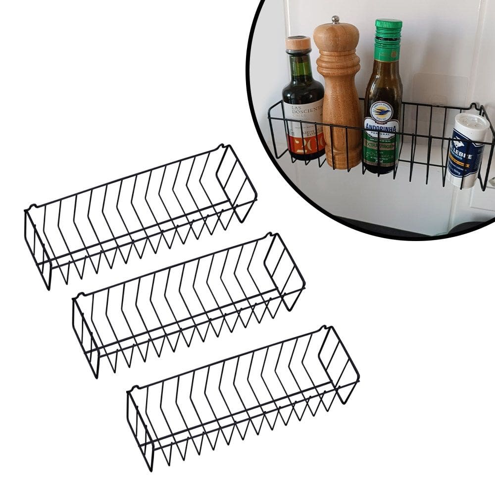 Kit 3 Cesto Fruteira de Parede 30x9cm Aramado para Cozinha Banheiro Lavanderia Organização Multiuso N1
