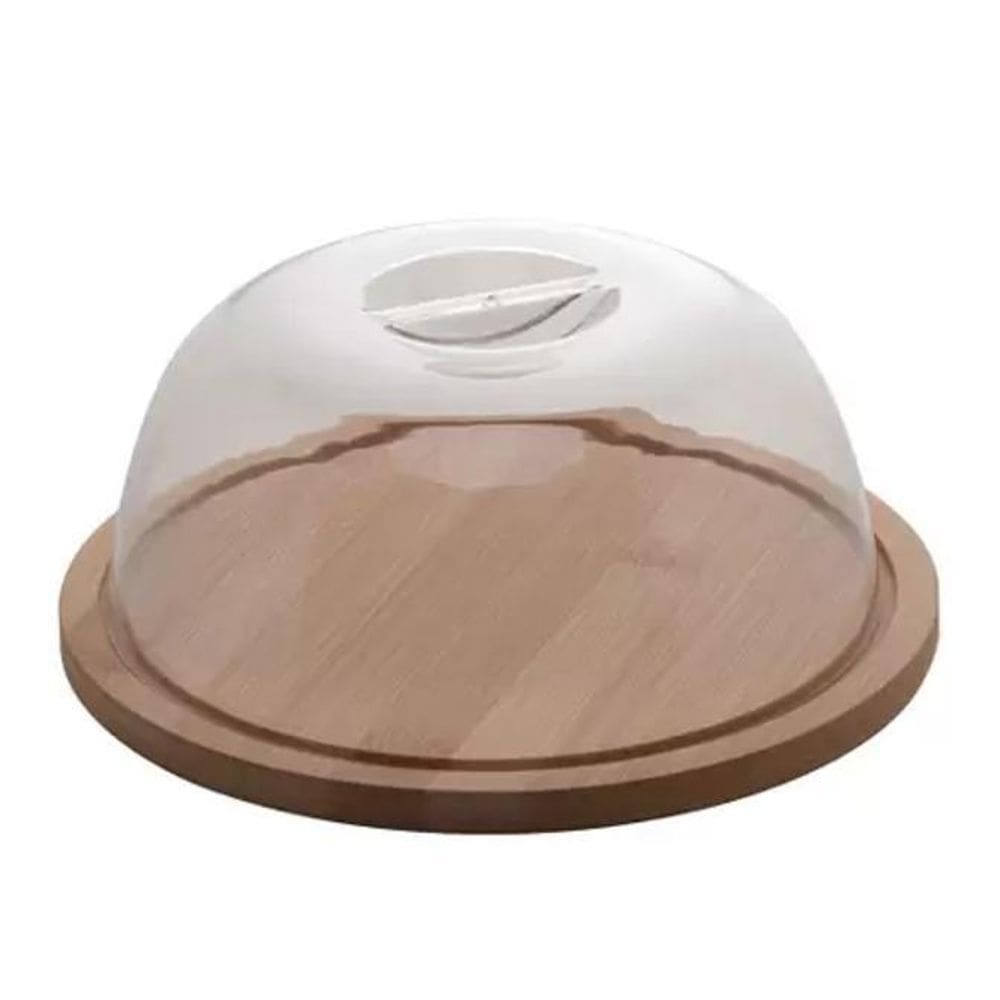 Queijeira De Bambu Com Tampa Plástico 23,5 X 10Cm Lyor