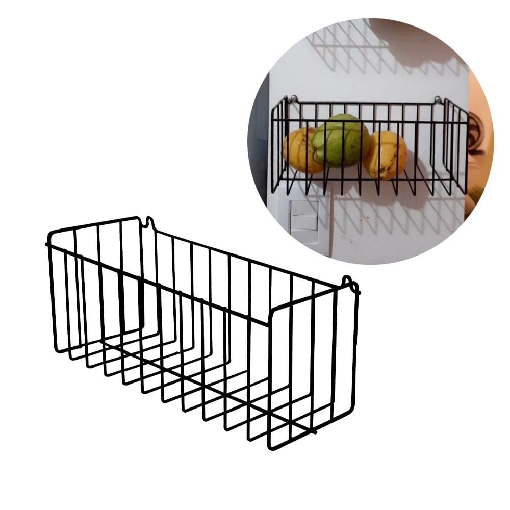 Cesto Fruteira de Parede 25x11cm Aramado para Cozinha Banheiro Lavanderia Organização Multiuso N2