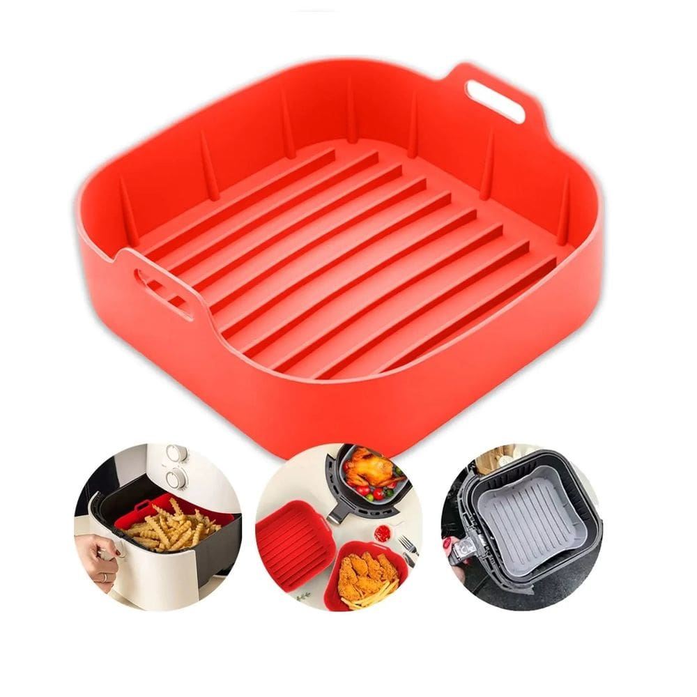 Forma Quadrada De Silicone 20cm Antiaderente Para Air Fryer