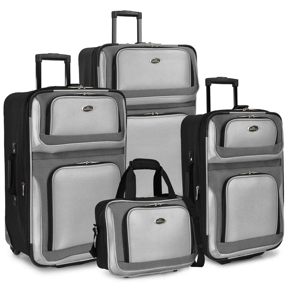 Conjunto leve de 4 peças para bagagem U.S. Traveler New Yorker, cinza