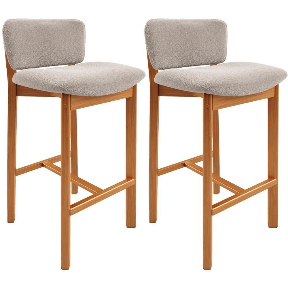 Kit 02 Banquetas Alta Para Cozinha Sala De Jantar Bar Dara L02 Bouclê Creme