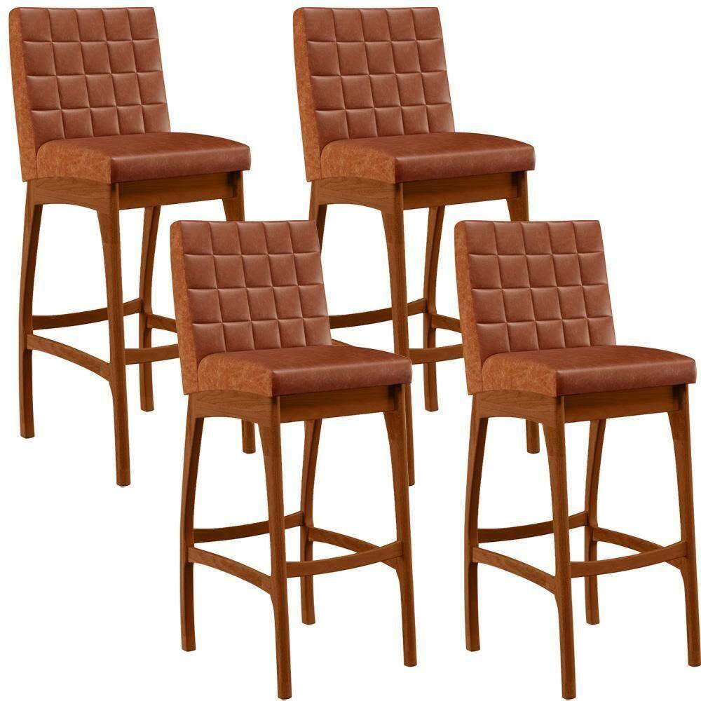 Kit 04 Banquetas Altas Cozinha Mila B04 Camel