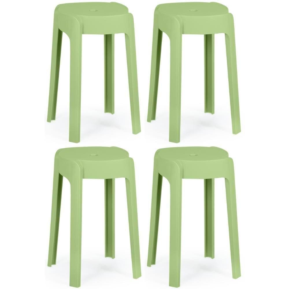 Kit 4 Banquetas Baixa Empilhável Nordica - Verde