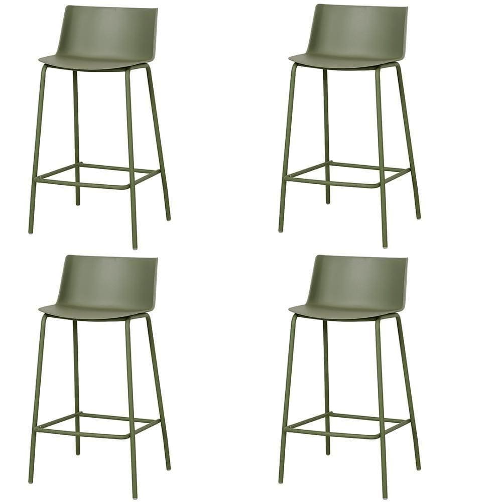 Kit 4 Banquetas Ipanema Média Fratini 86,50 Cm (altura) Em Polipropileno Base Em Aço Verde Aloe